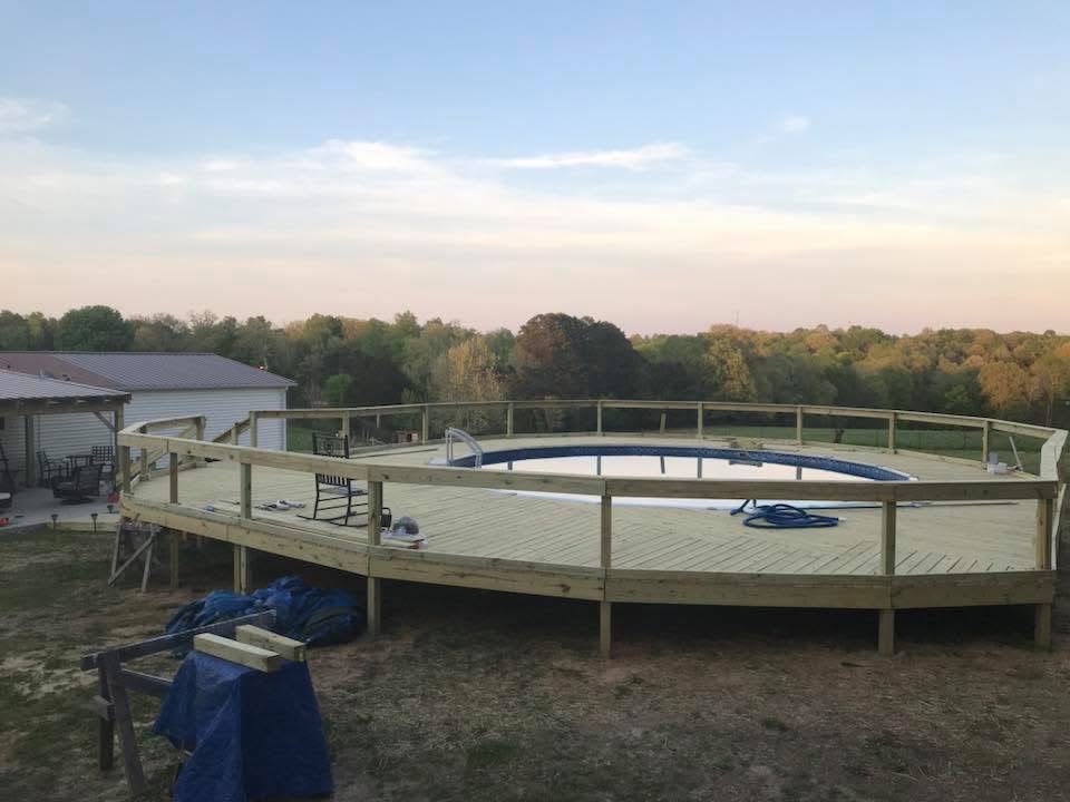 Deck staining on outdoor wood